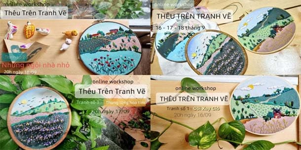 Workshop online - Thêu trên tranh vẽ