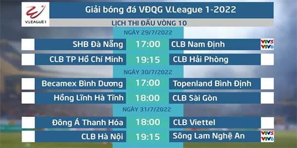 Lịch thi đấu và trực tiếp V.League hôm nay 29/07