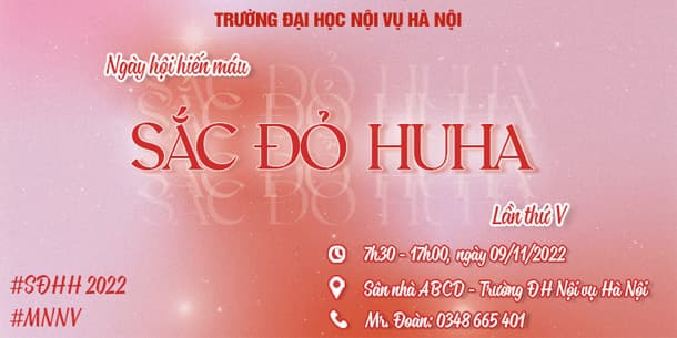 Ngày hội hiến máu "SẮC ĐỎ HUHA 2022" lần thứ V