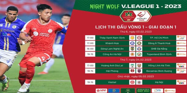Chi tiết lịch thi đấu V.League 2023 hôm nay 03/02
