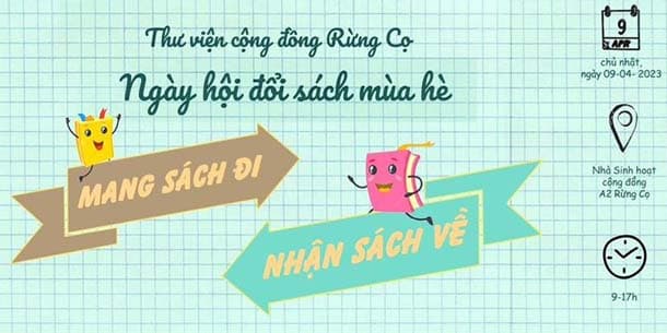 Ngày Hội Đổi Sách Mùa Hè - Thư viện cộng đồng Rừng Cọ