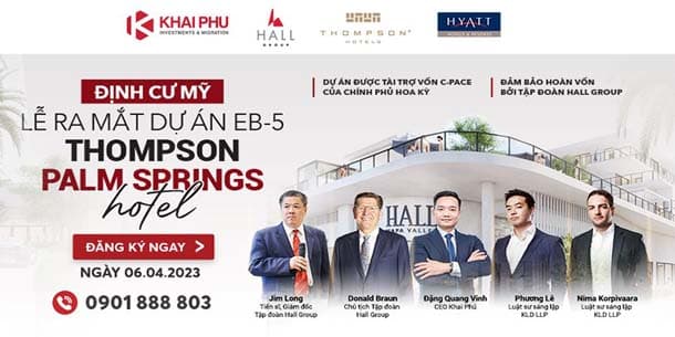 Cơ hội đăng ký tham dự Lễ ra mắt dự án EB-5 mới - Khách sạn siêu sang Thompson Palm Springs Hotel