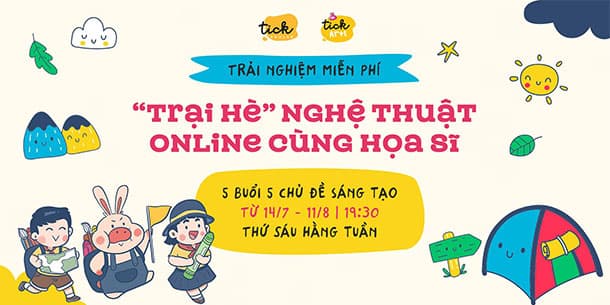 Trải nghiệm miễn phí: TRẠI HÈ NGHỆ THUẬT ONLINE CÙNG HỌA SĨ DÀNH CHO BÉ