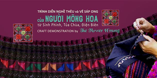 Trình diễn "Nghề thêu truyền thống và vẽ sáp ong của người Mông Hoa"