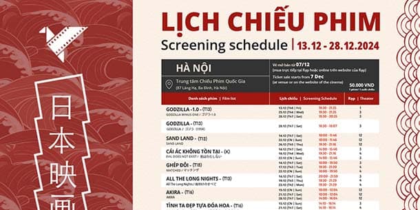 Liên hoan Phim Nhật Bản 2024 tại Hà Nội công bố lịch chiếu phim chính thức