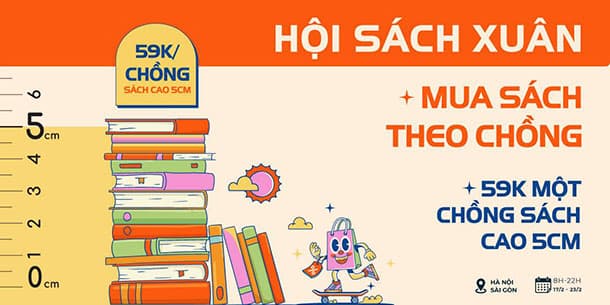 Hội Sách Xuân - Mua Sách Theo "Chồng" - 59K Một Chồng Sách Cao 5cm