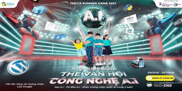 Trại hè TEKY Summer Camp 2025 dành cho các bé 7-15 tuổi | Học AI – Thi đấu AI – Nhận chứng nhận quốc tế