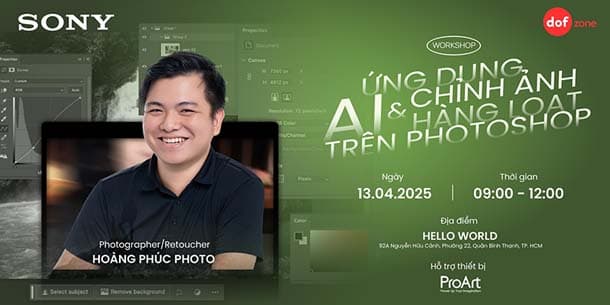 Offline workshop miễn phí đăng ký - Ứng dụng AI & Chỉnh ảnh hàng loạt trên Photoshop