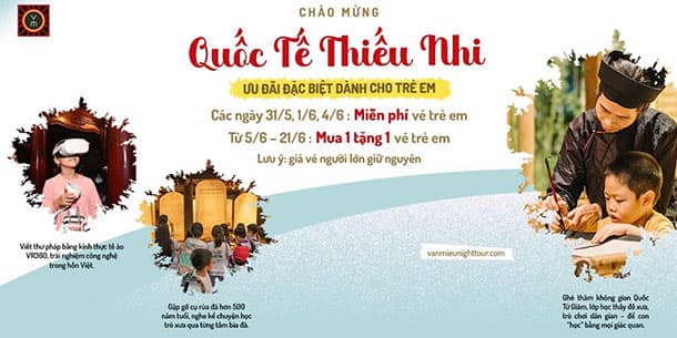 Quà tặng Quốc tế thiếu nhi: Tour đêm Văn Miếu