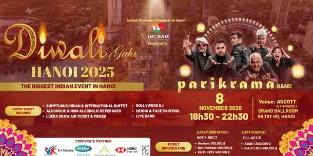 Diwali Gala Hanoi 2025 – Đêm hội Ấn Độ sang trọng tại Ascott Tây Hồ | Vé chỉ 900.000VNĐ
