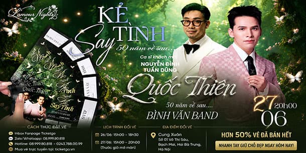 Quốc Thiên “Kẻ Say Tình 50 Năm Về Sau” Cháy 50% Vé Chỉ Sau Thời Gian Ngắn Mở Bán – Nhanh Tay Giữ Chỗ Đẹp Trước Khi Quá Muộn