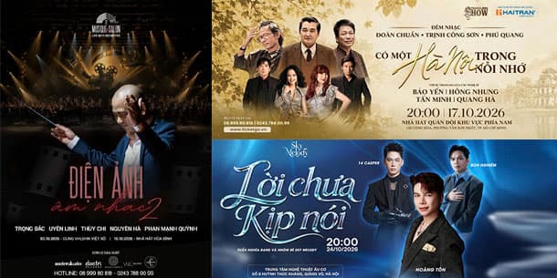 Top 5 đêm nhạc đáng trông đợi nhất tháng 10/2026 tại thành phố Hà Nội & Hồ Chí Minh
